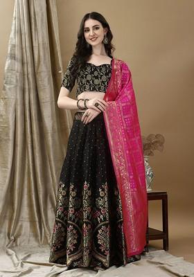 Black Zari Work Blended Lehenga Choli