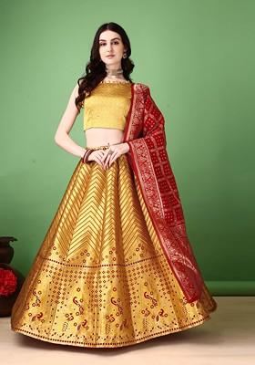 Gold Emboridered Blended Lehenga Choli