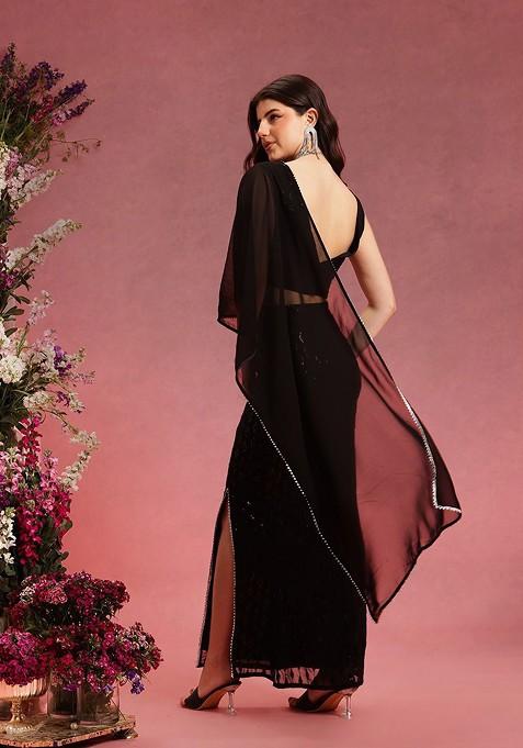 Black Embellished Blended Lehenga Choli