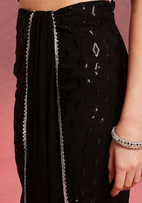 Black Embellished Blended Lehenga Choli