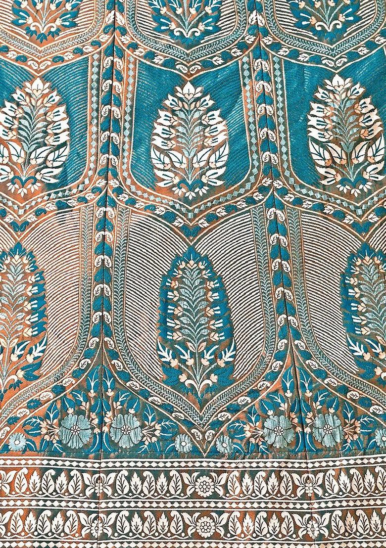 Turquoise Blue Emboridered Blended Lehenga Choli - Indya