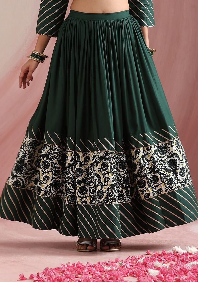 Green Emboridered Blended Lehenga Choli