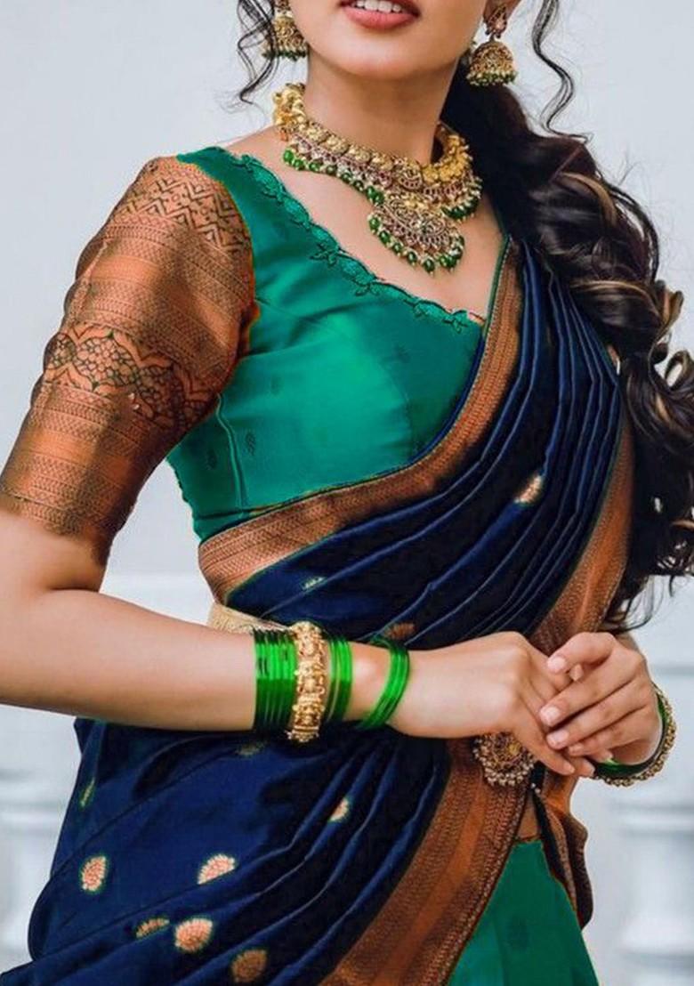 Teal Emboridered Blended Lehenga Choli - Indya