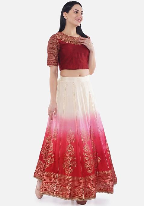 Maroon Emboridered Blended Lehenga Choli