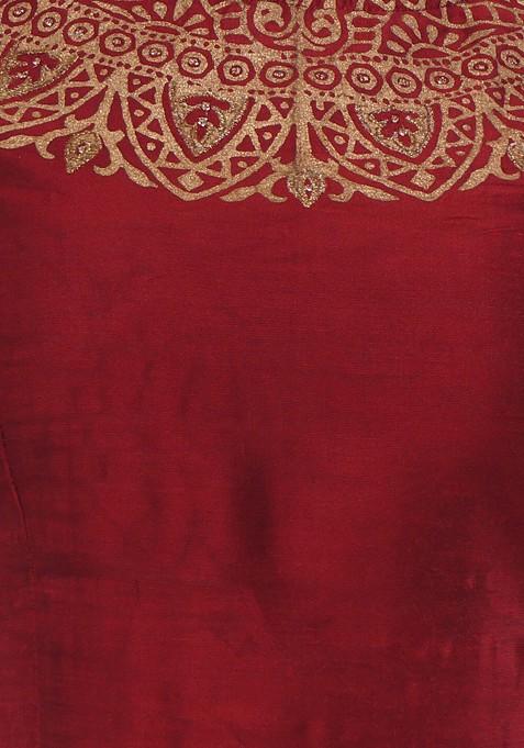 Maroon Emboridered Blended Lehenga Choli