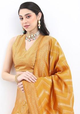 Mustard Emboridered Blended Lehenga Choli