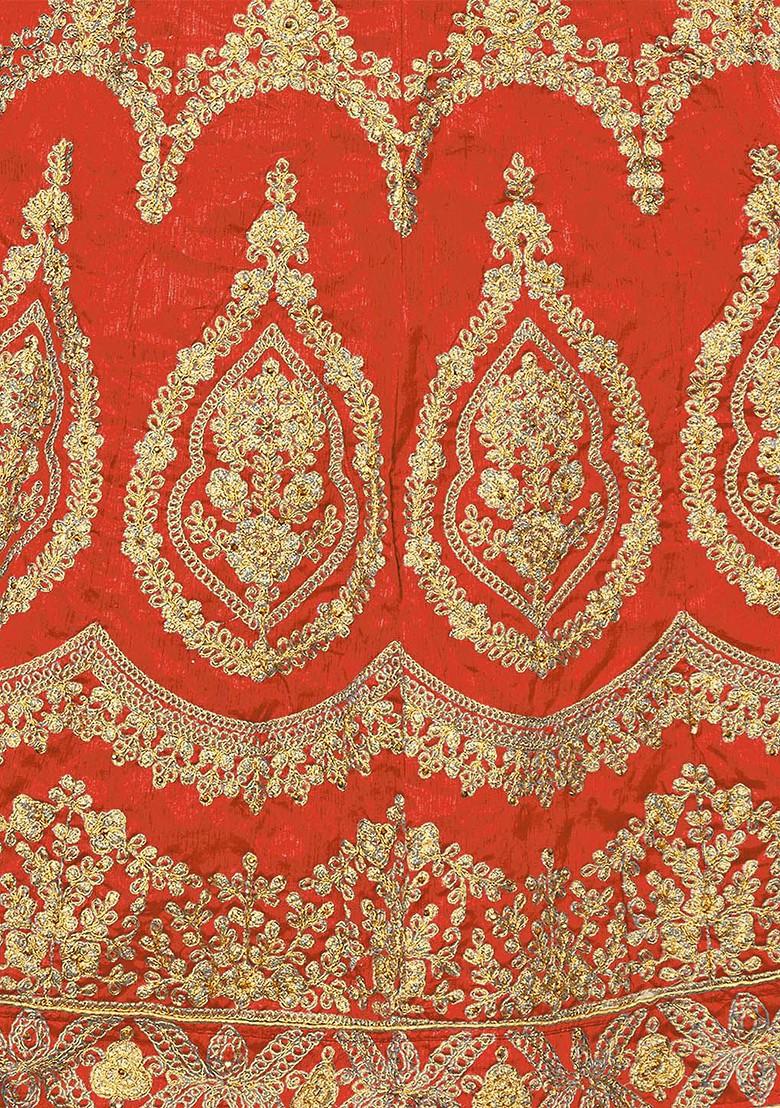 Rust Embellished Blended Lehenga Choli - Indya