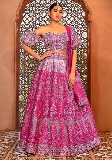 Pink Emboridered Blended Lehenga Choli — view on Indya