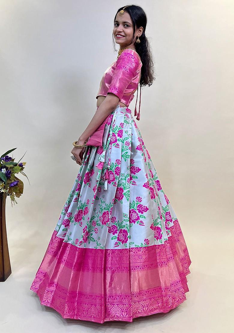 Grey Woven Design Blended Lehenga Choli - Indya