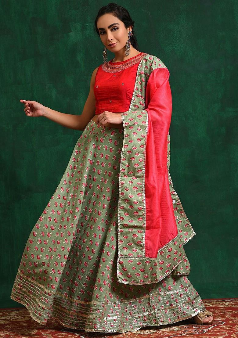 Sea Green Emboridered Blended Lehenga Choli