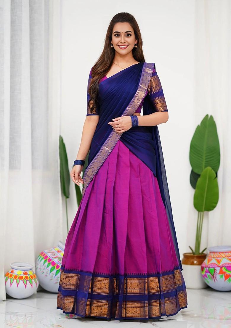 Pink Zari Work Blended Lehenga Choli - Indya