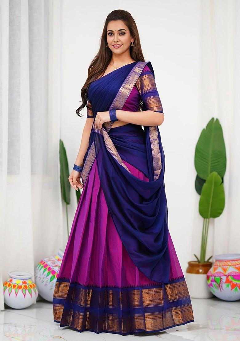 Pink Zari Work Blended Lehenga Choli - Indya