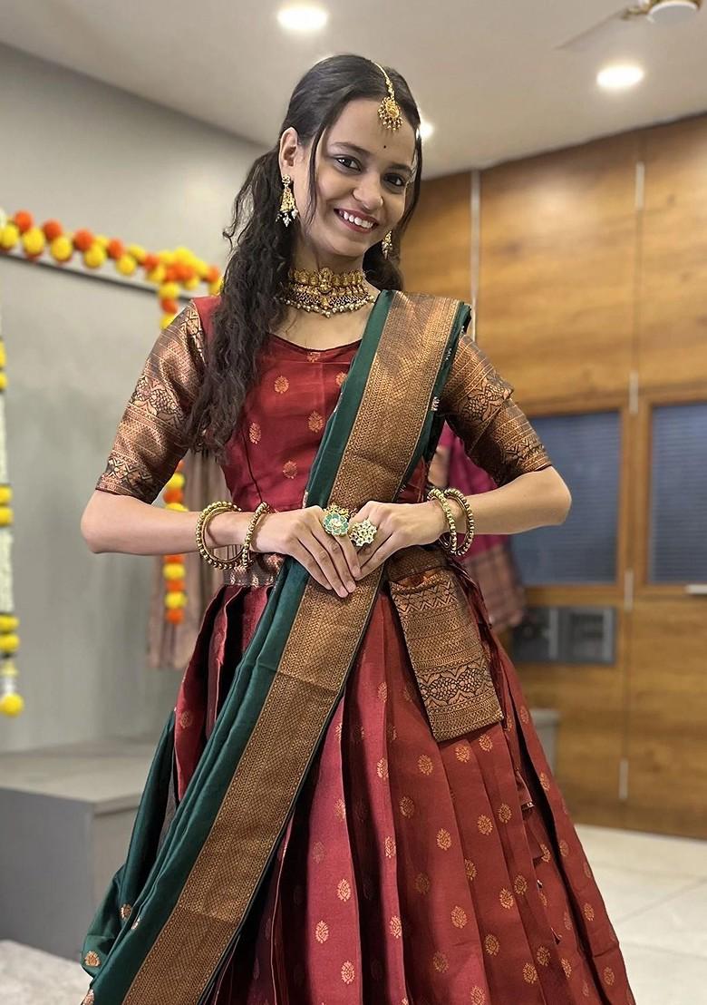 Maroon Zari Work Blended Lehenga Choli - Indya