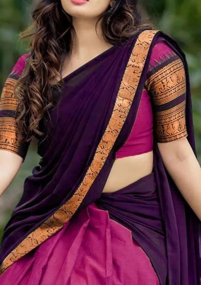 Pink Zari Work Blended Lehenga Choli - Indya