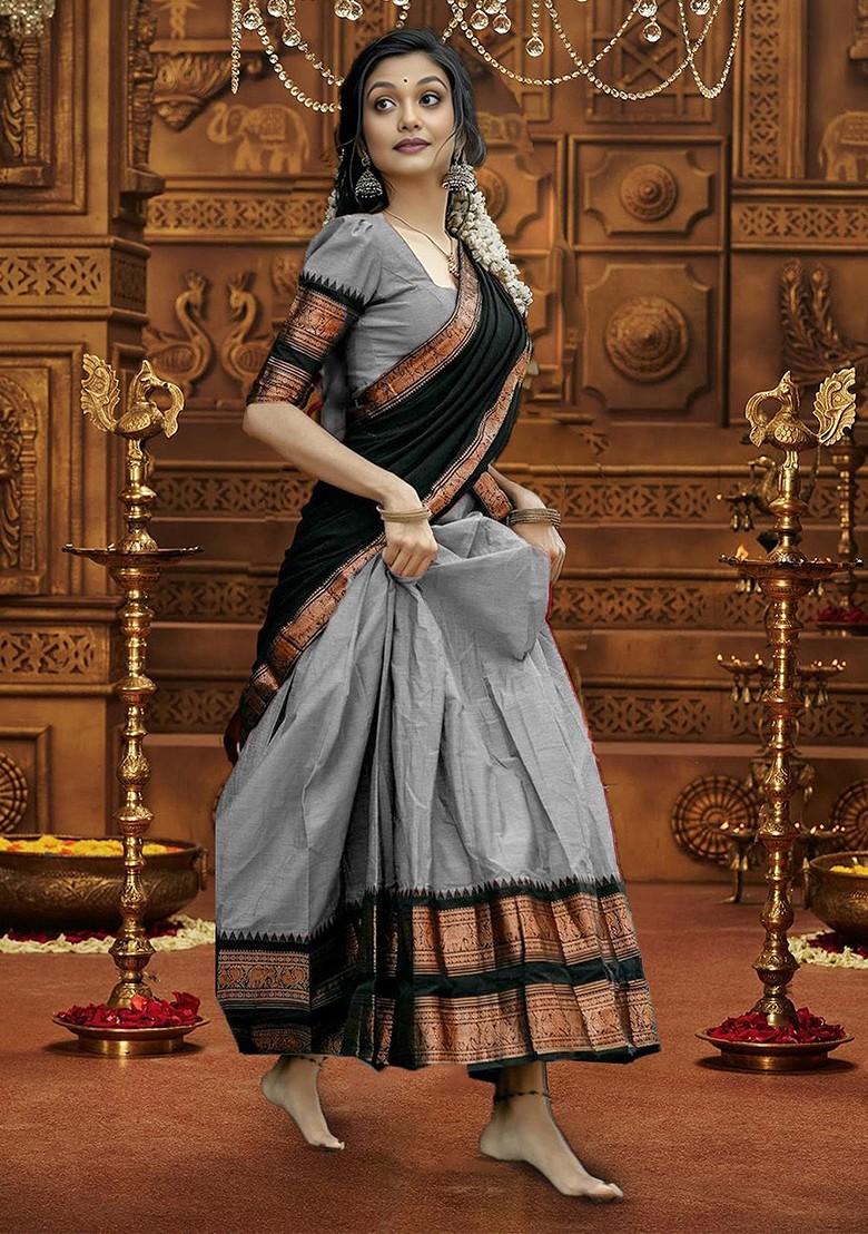 Grey Emboridered Blended Lehenga Choli - Indya