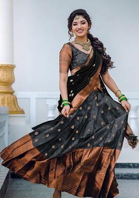 Black Zari Work Blended Lehenga Choli