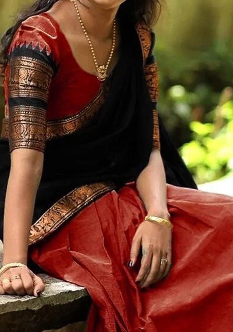 Black Zari Work Blended Lehenga Choli - Indya