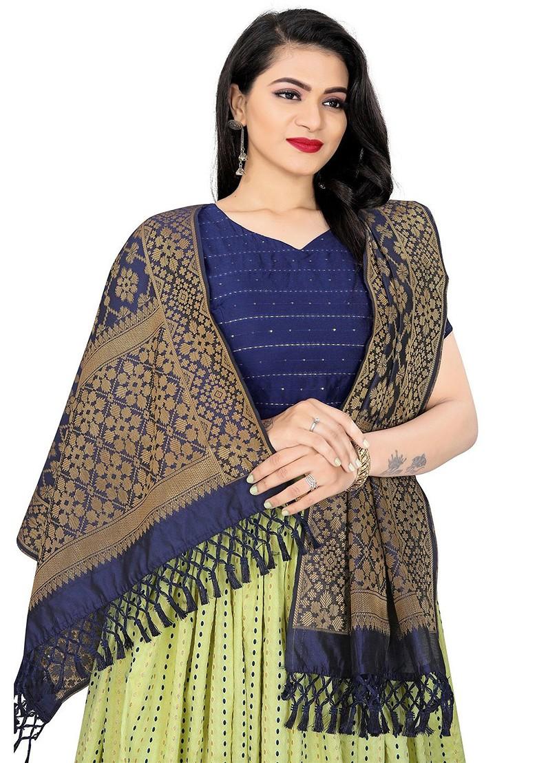 Lime Green Emboridered Blended Lehenga Choli - Indya