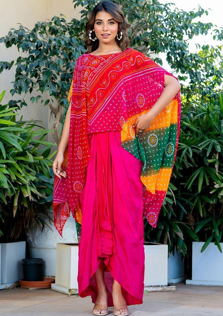 Pink Printed Blended Lehenga Choli