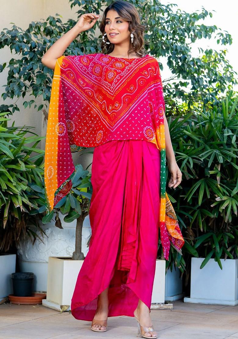 Pink Printed Blended Lehenga Choli