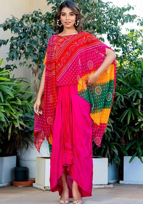 Pink Printed Blended Lehenga Choli