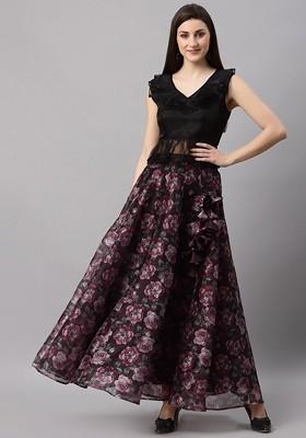 Purple Printed Blended Lehenga Choli