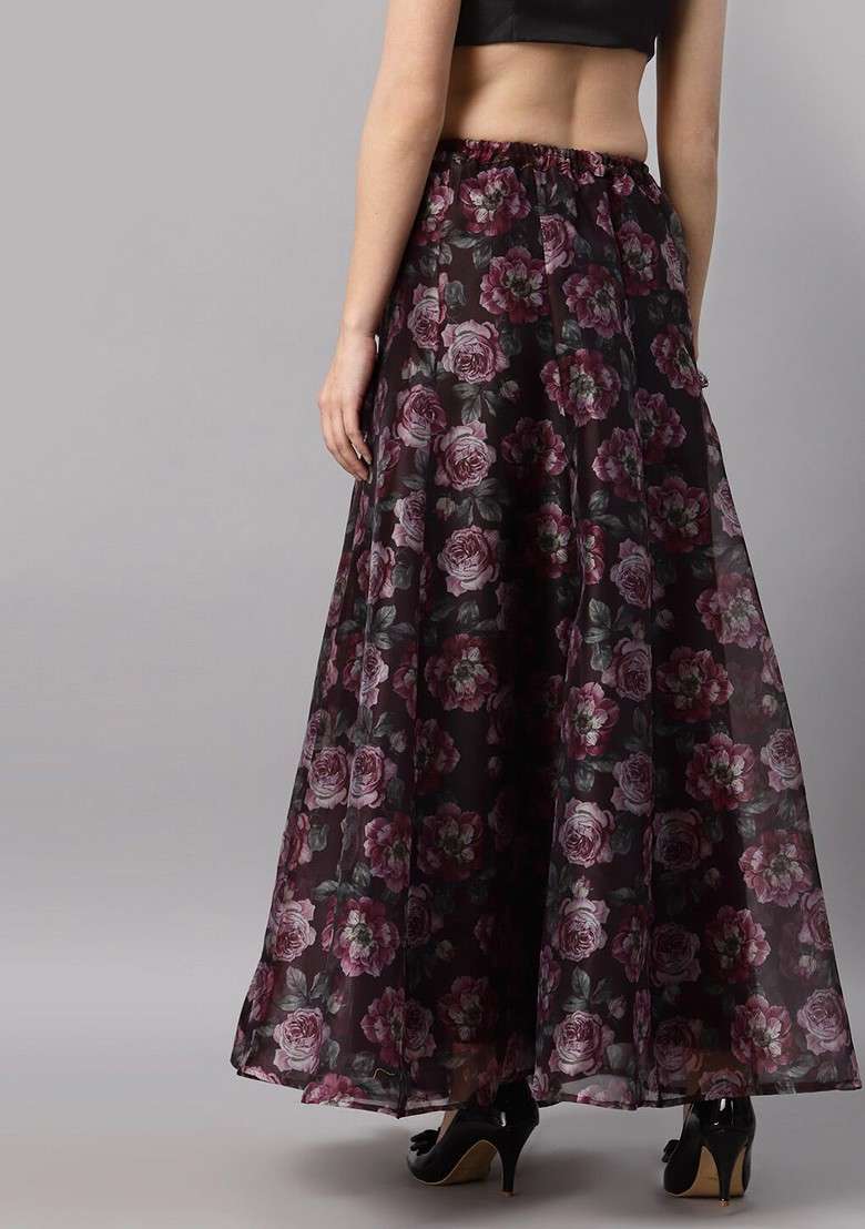 Purple Printed Blended Lehenga Choli - Indya