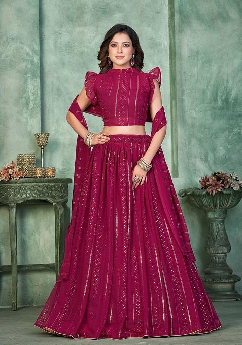 Pink Embellished Blended Lehenga Choli — view on Indya