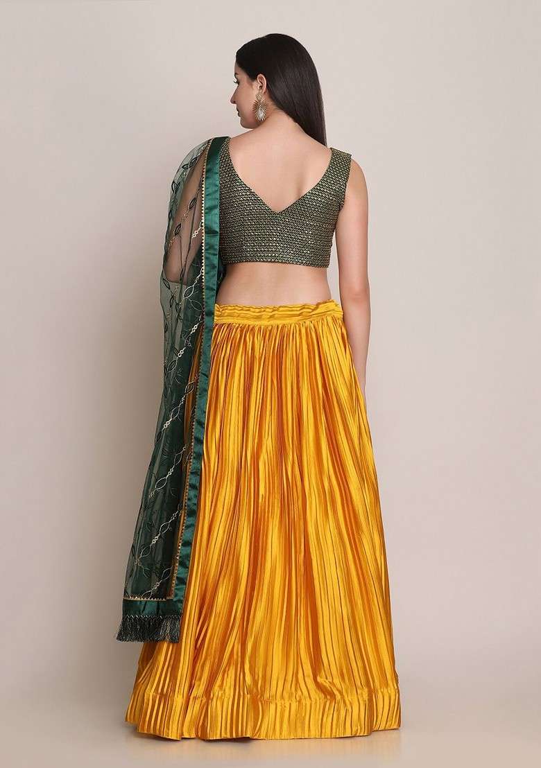 Yellow Emboridered Blended Lehenga Choli - Indya