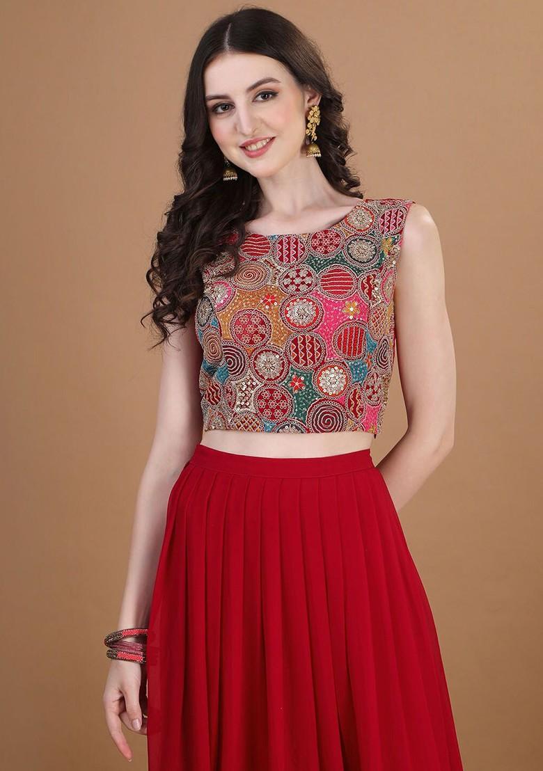 Pink Emboridered Blended Lehenga Choli