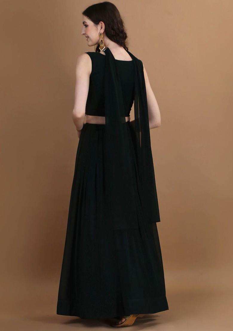 Green Emboridered Blended Lehenga Choli