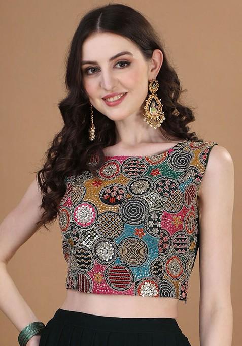 Green Emboridered Blended Lehenga Choli