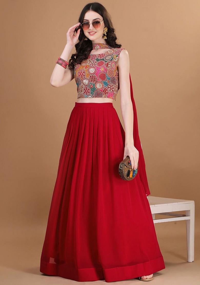 Pink Emboridered Blended Lehenga Choli