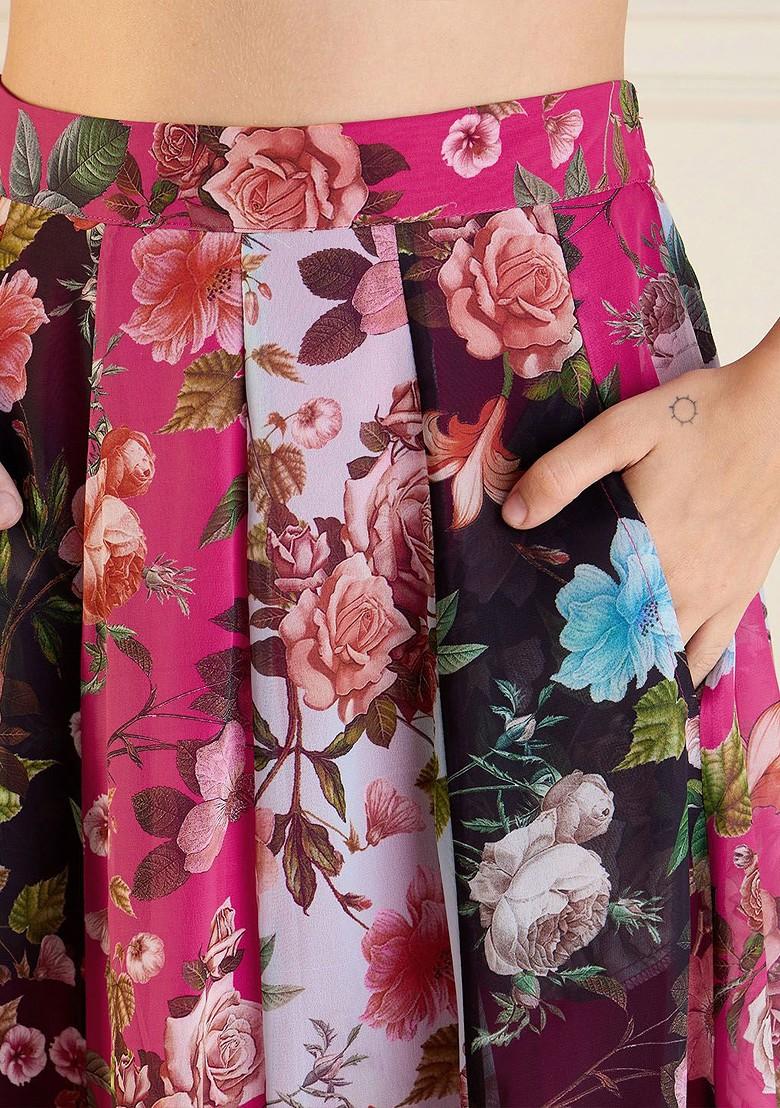 Fuchsia Printed Blended Lehenga Choli