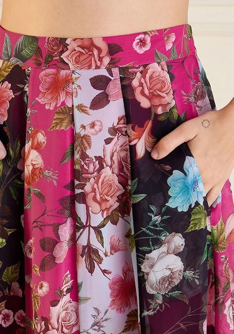 Fuchsia Printed Blended Lehenga Choli