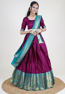 Purple Zari Work Blended Lehenga Choli