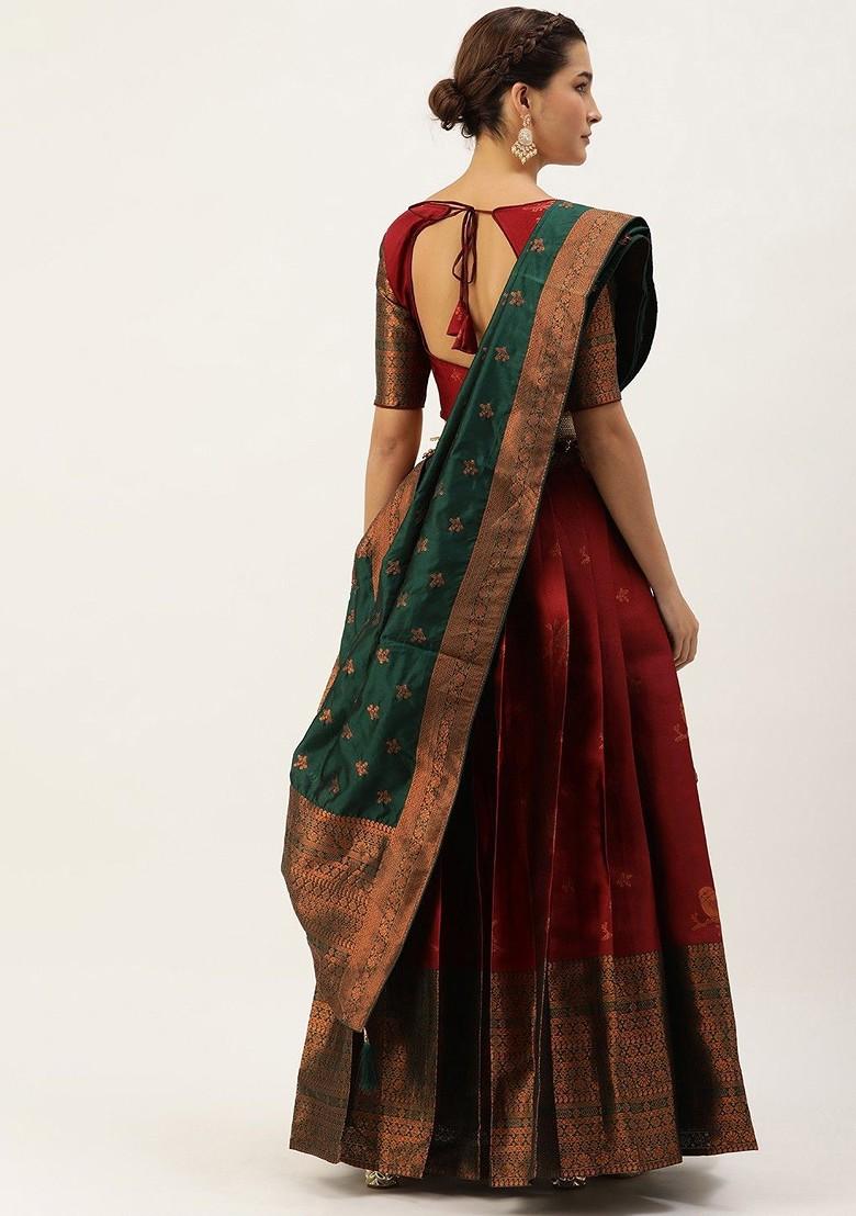 Maroon Emboridered Blended Lehenga Choli - Indya