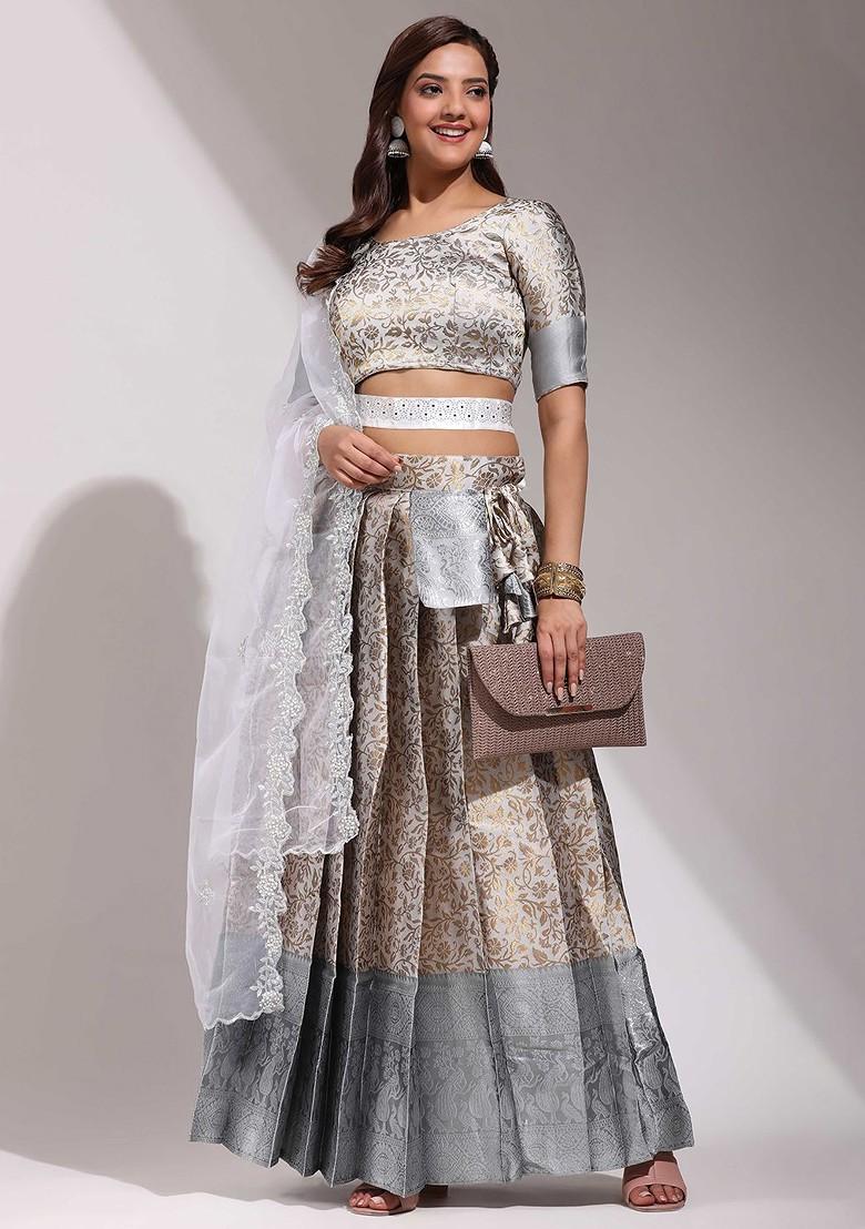 Gold Emboridered Blended Lehenga Choli - Indya