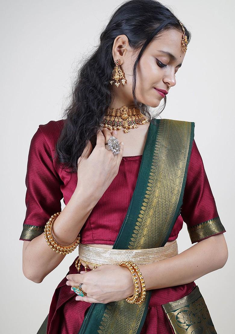 Maroon Zari Work Blended Lehenga Choli - Indya