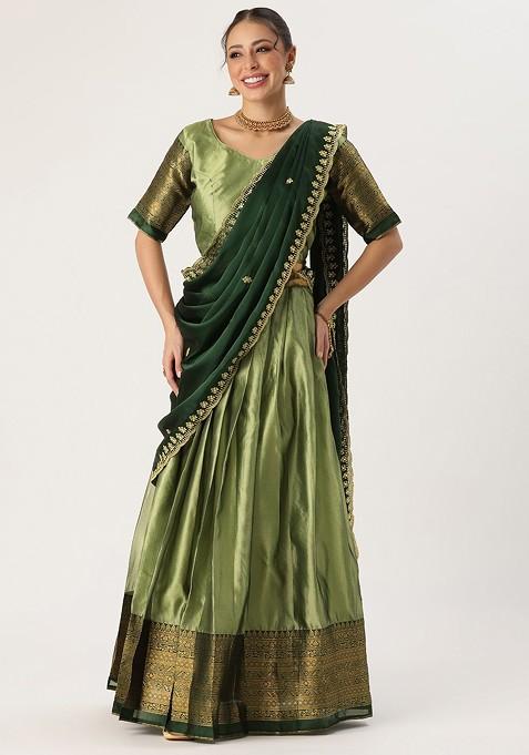 Grey Emboridered Blended Lehenga Choli — view on Indya