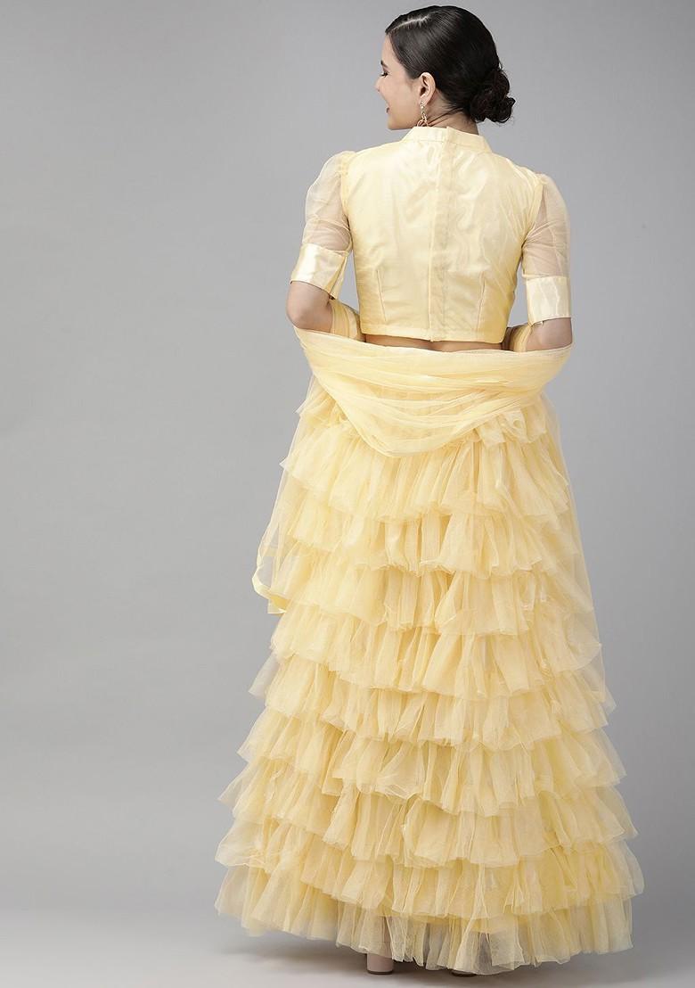 Beige Emboridered Blended Lehenga Choli - Indya