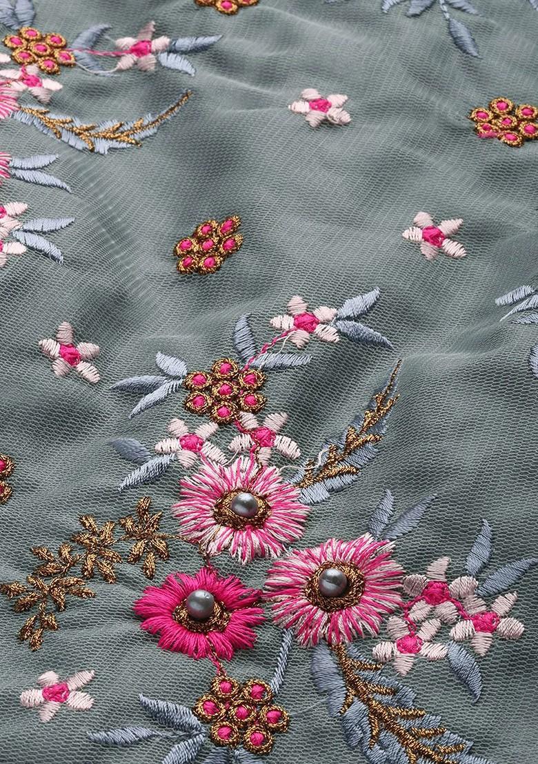 Grey Emboridered Blended Lehenga Choli - Indya