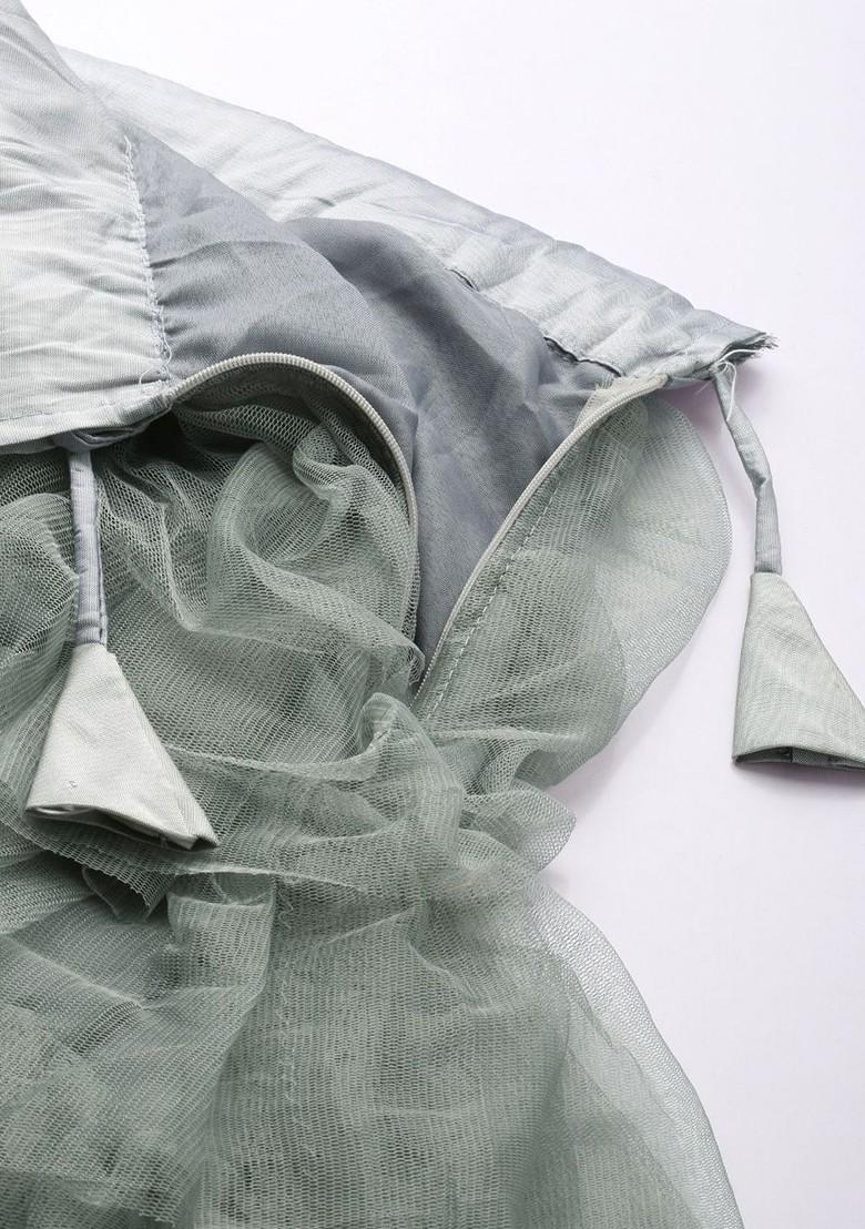 Grey Emboridered Blended Lehenga Choli - Indya