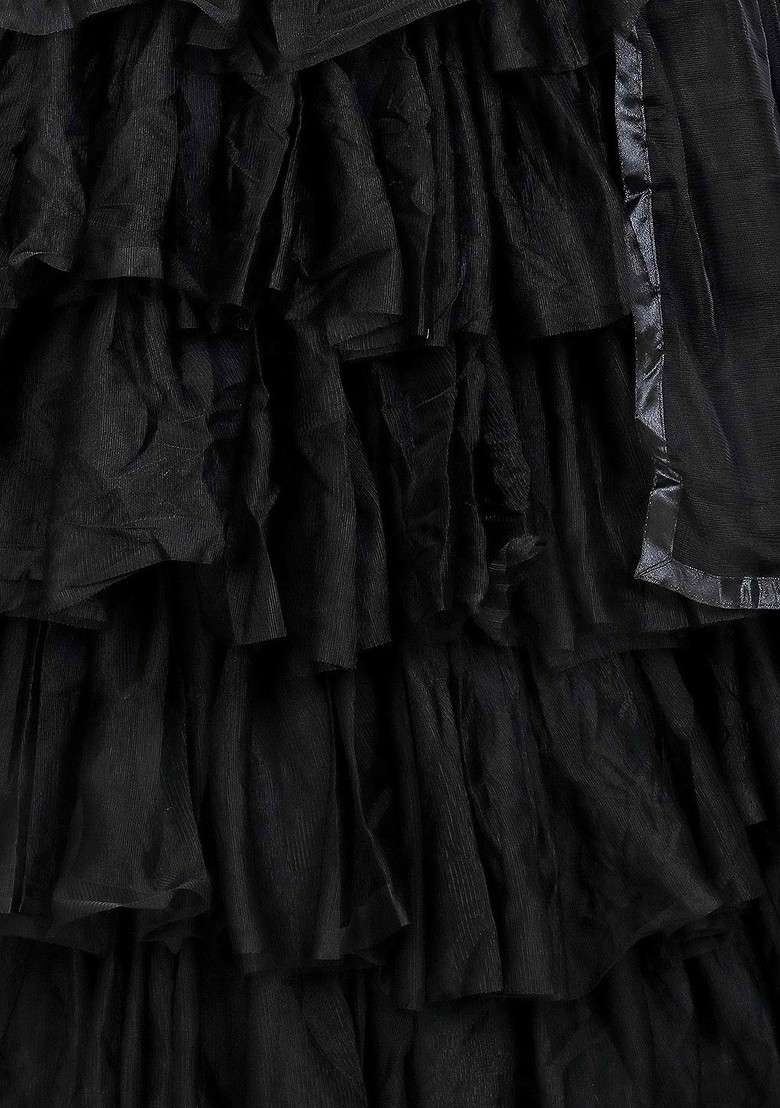 Black Emboridered Blended Lehenga Choli - Indya