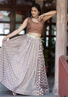 Coffee Brown Emboridered Blended Lehenga Choli