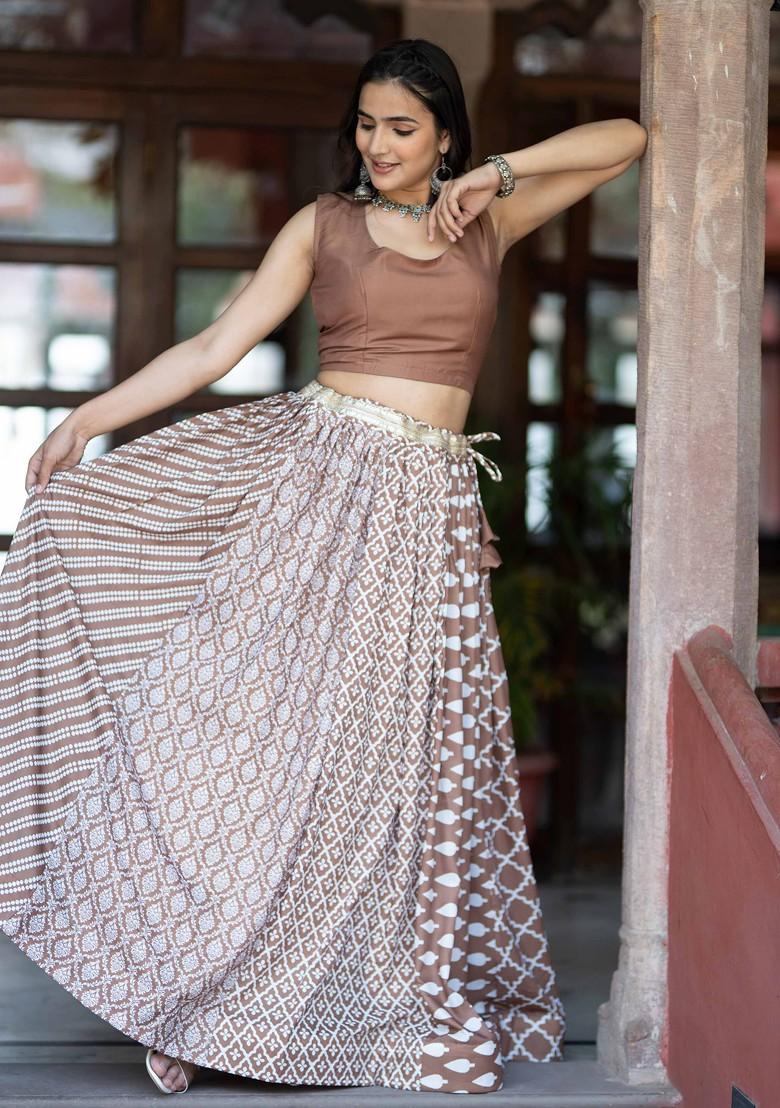 Coffee Brown Emboridered Blended Lehenga Choli - Indya