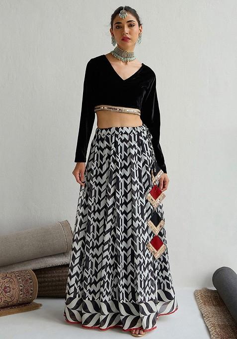 Black Embellished Blended Lehenga Choli — view on Indya