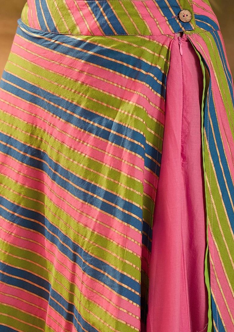 Pink Printed Blended Lehenga Choli