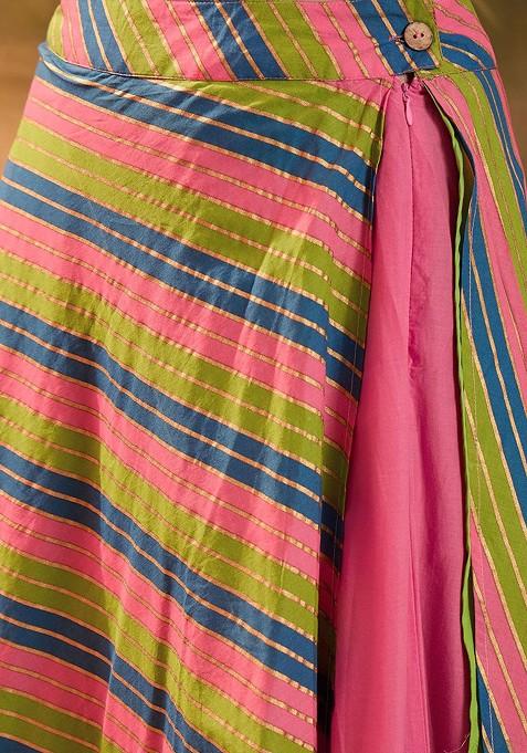 Pink Printed Blended Lehenga Choli