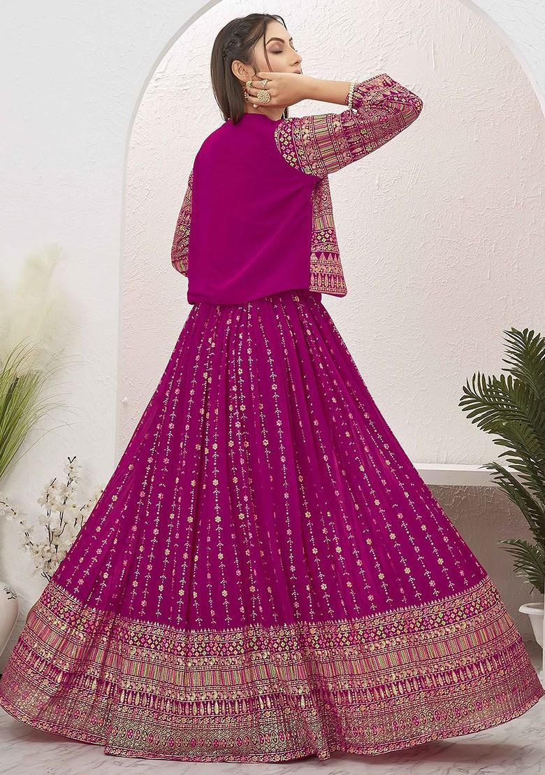Pink Emboridered Blended Lehenga Choli